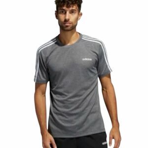 ADIDAS Men’s Gray Short Sleeve 3 Stripe Climalite Performance Tee XL